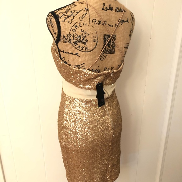 Gold Sequin Strap Dress - Picture 5 of 8